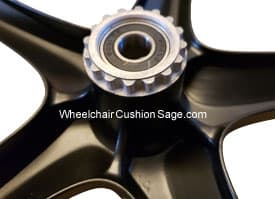  Close up of back side of Max Mag wheel hub showing concave spoke geometry 